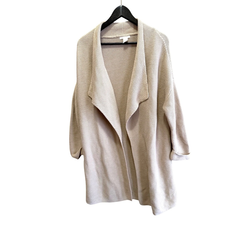 H & M Oversized Knit Open‎ Front Cardigan Sweater Coat Beige Lagenlook